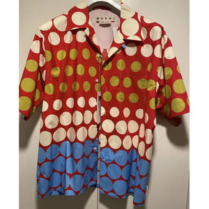 Marni camp collar button shirt polka dot size Large